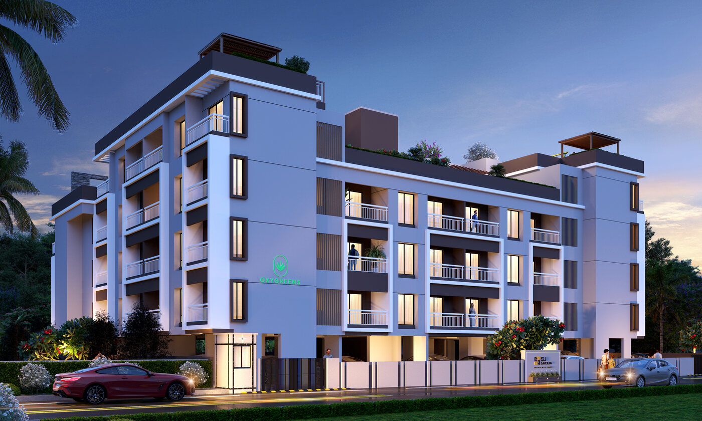 Oxygreens building - evening elevation